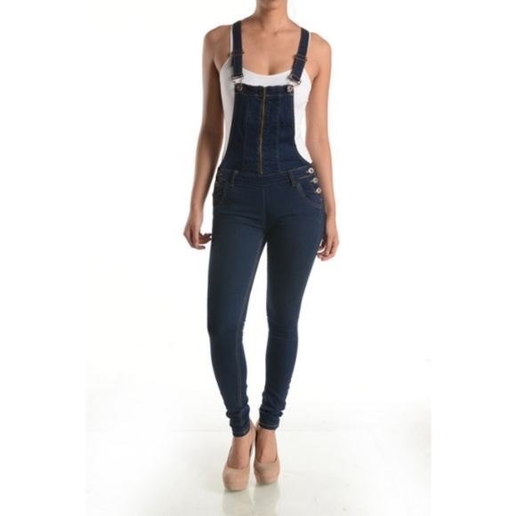 NWT dark rinse wash overalls jumpsuit Small - Picture 1 of 7